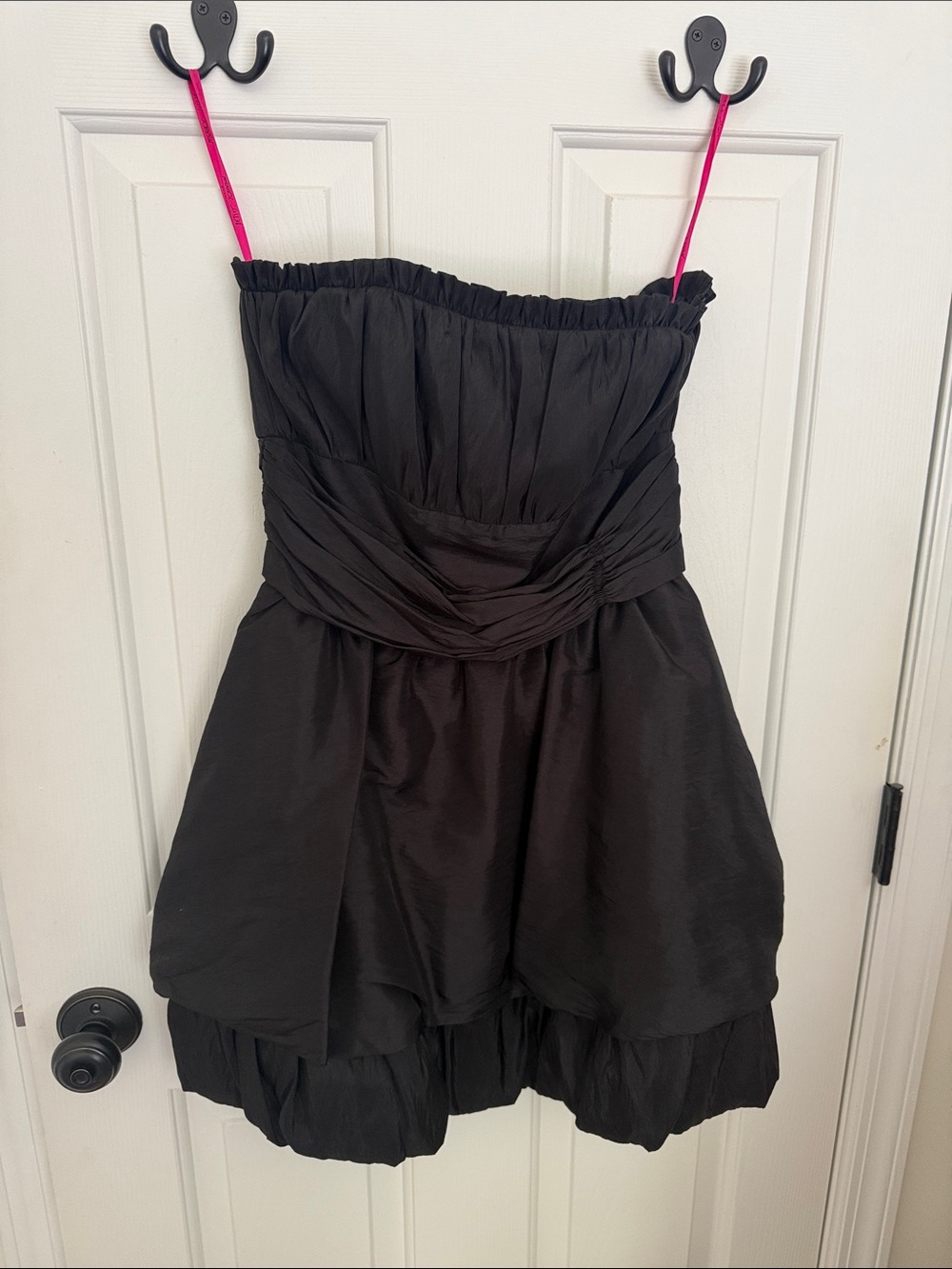 Betsey Johnson Black Strapless Bubble Hem Dress with Pink Label